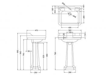 Edwardian Basin with Standard Pedestal